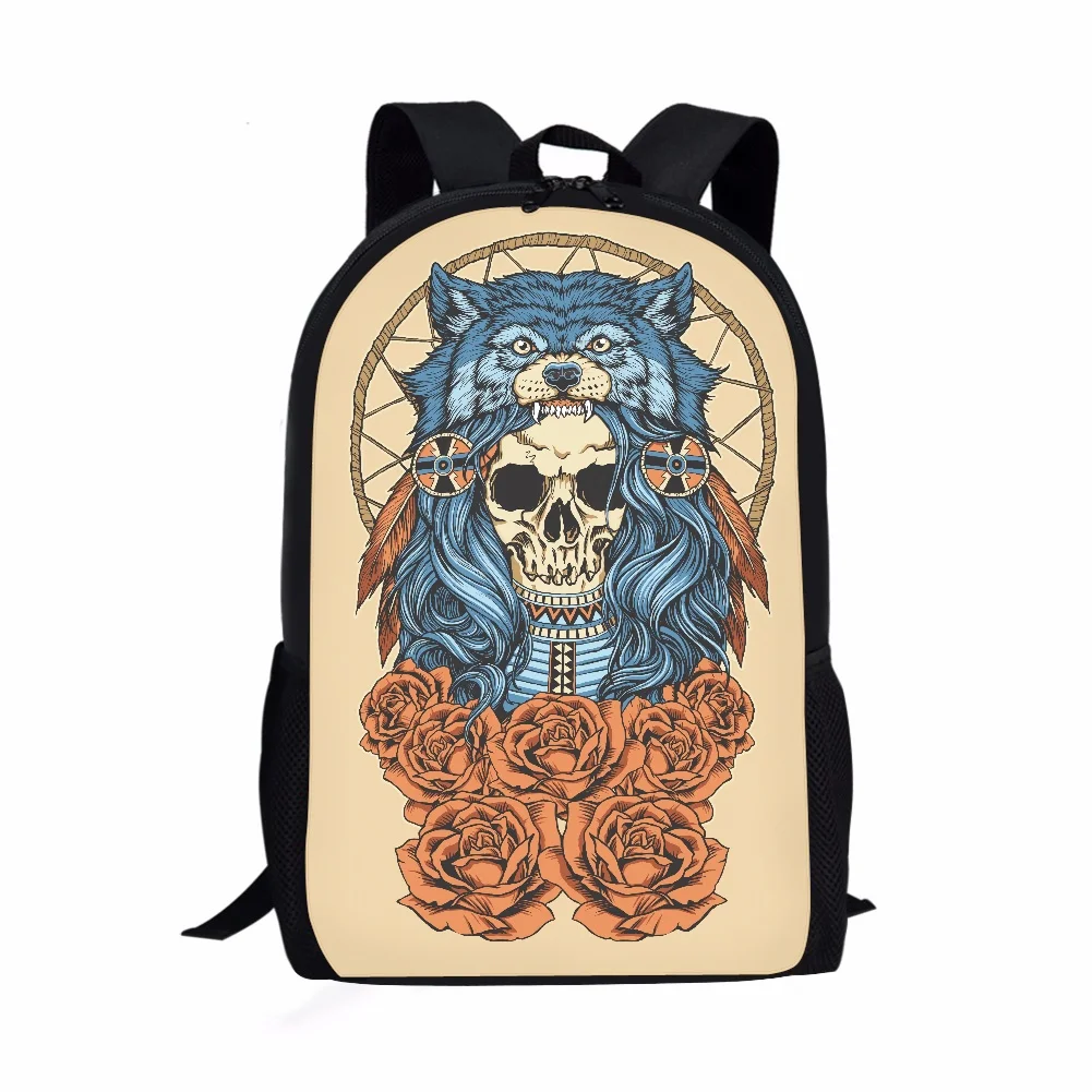 2022 Trend Skull Wolf Totem Design Boys School Bags Cool Mochilas Escolares Personalized Students Book Backpack Free Shipping