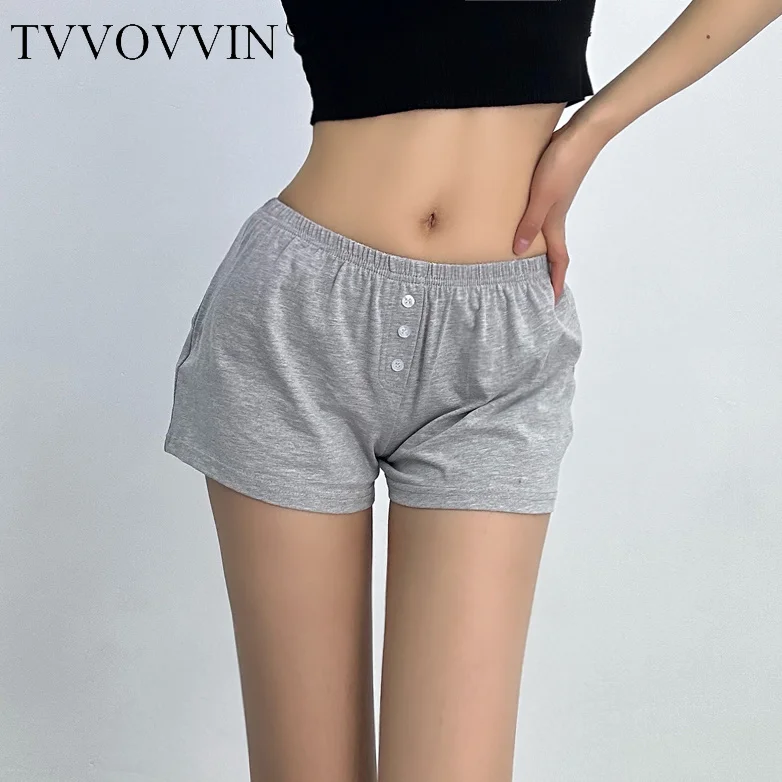 

Шорты TVVOVVIN женские с заниженной талией, удобные повседневные домашние короткие с широкими штанинами, на пуговицах, I28A, лето