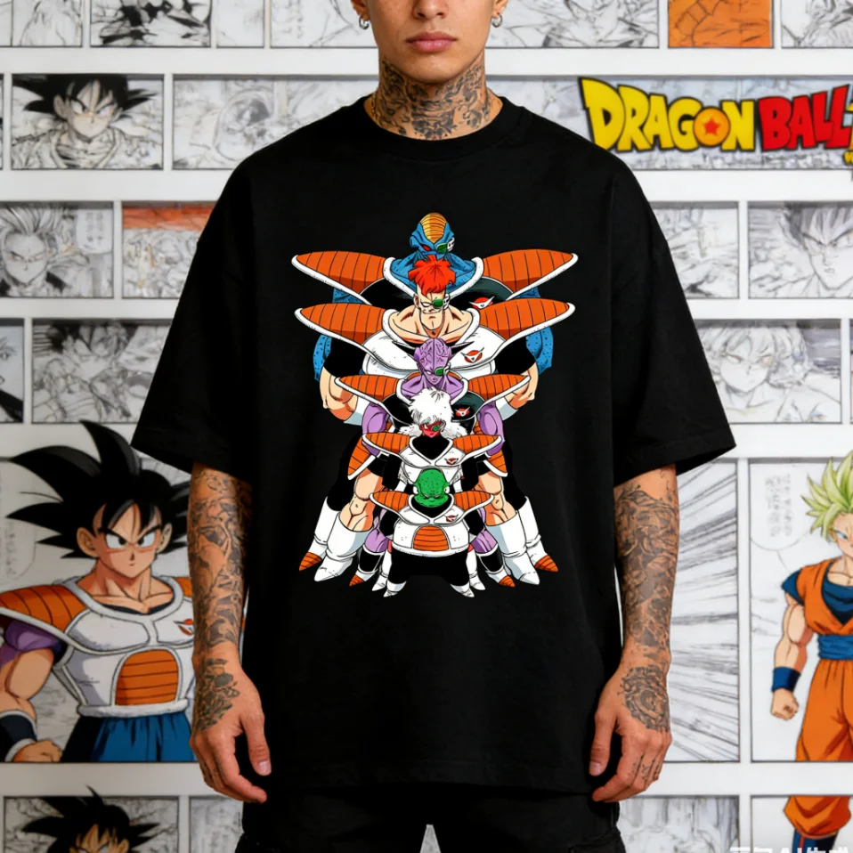 Фото Футболка Dragon Ball Ginyu Force, японская уличная одежда, винтажный повседневный топ в стиле Харадзюку, мужская, женская, детская футболка с аниме-графикой №1