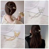 korean simple gold silver zircon butterfly hairpins and clip for women smile styling hair hold woman hair accessories headdress