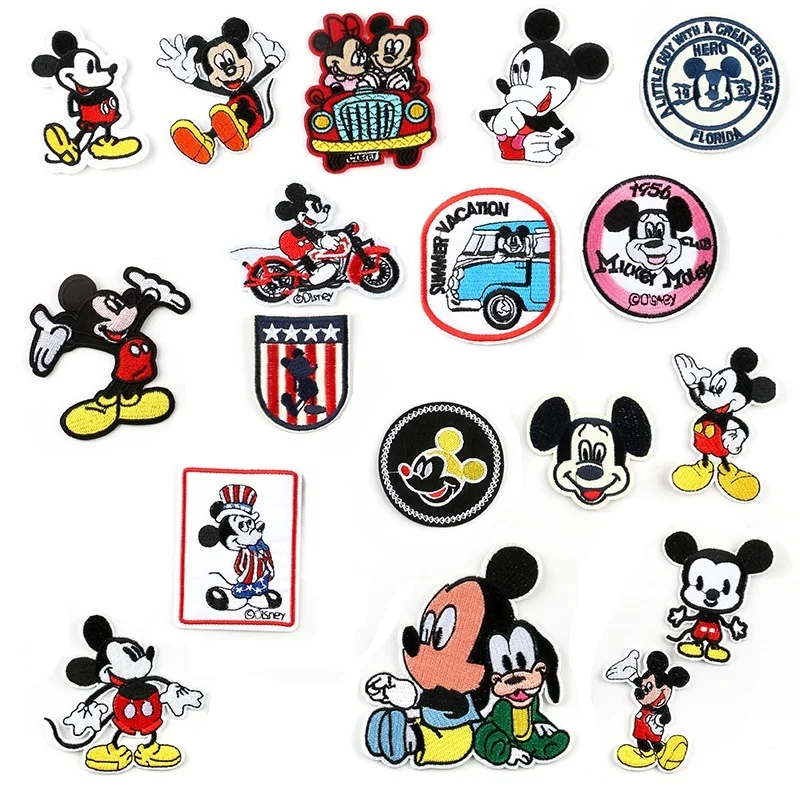 

18Pcs Mickey Mouse Patches Minnie DIY Apparel Sewing Disney Fabric Iron on Patch Diy Decor Clothes Cartoon Embroidered Applique