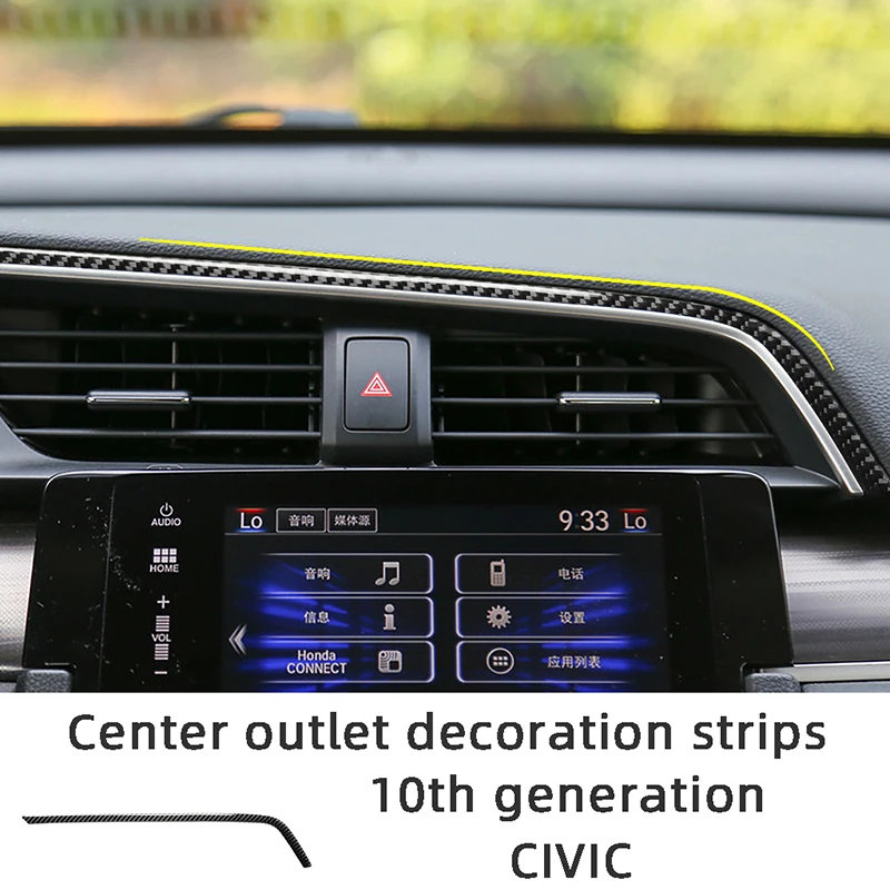 

Carbon Fiber Dashboard Center Outlet Decoration Strips Car Stickers For 16-19 HONDA 10Th Generation CIVIC Interior Accessories