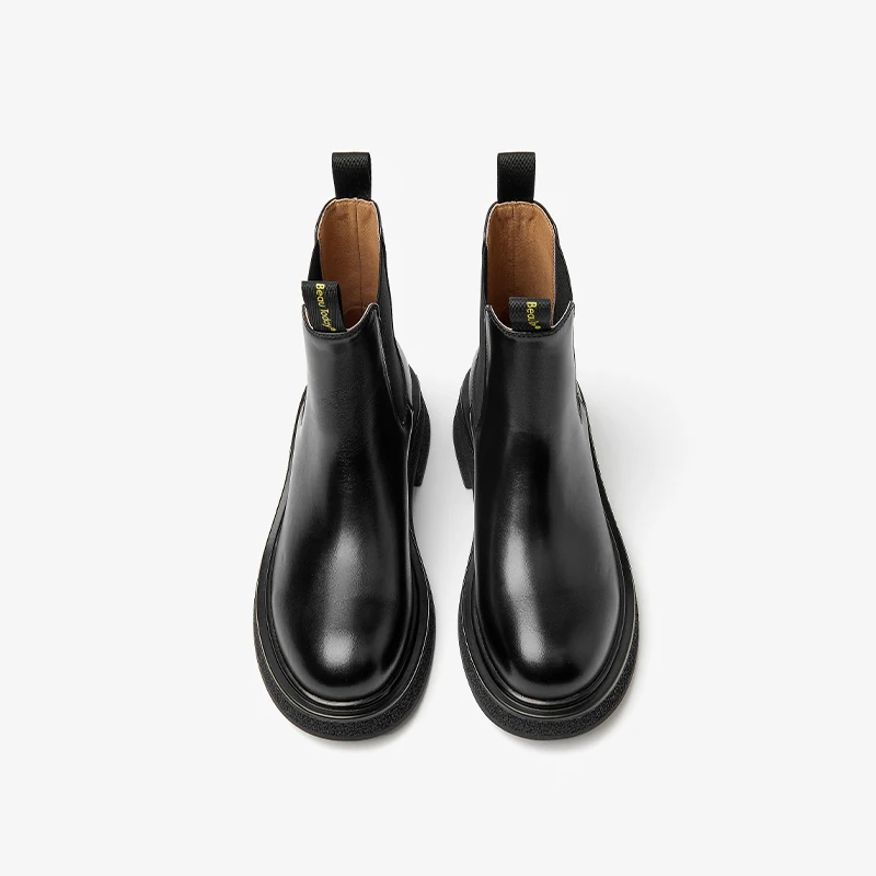 BEAUTODAY ботинки челси женские однотонные из телячьей кожи с круглым носком без