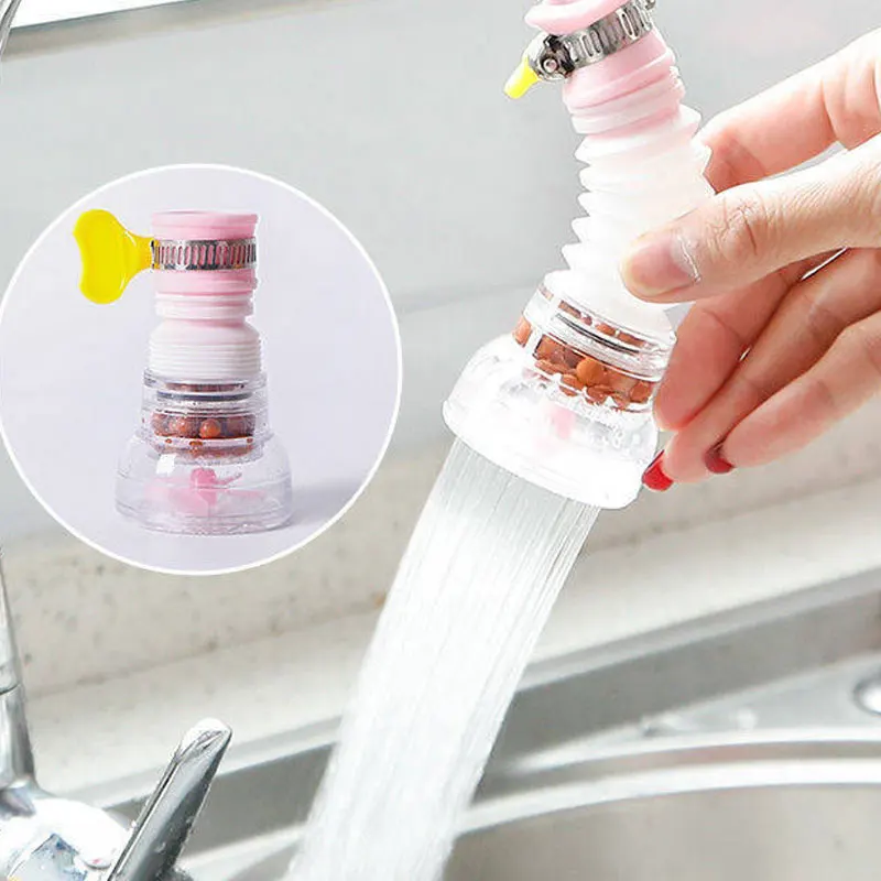 

360 Degree Adjustable Water Tap Extension Filter Shower Bathroom Faucet Extender
