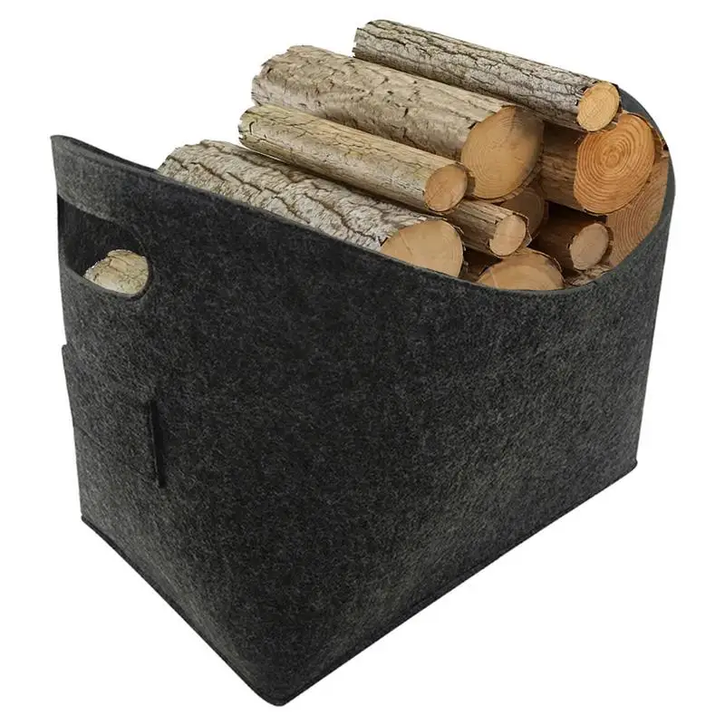Firewood Storage Bag Felt Fireplace Log Bag Waterproof Firewood Log Carrier Heavy Duty Log Tote Bag Basket Baby Toys Clothes