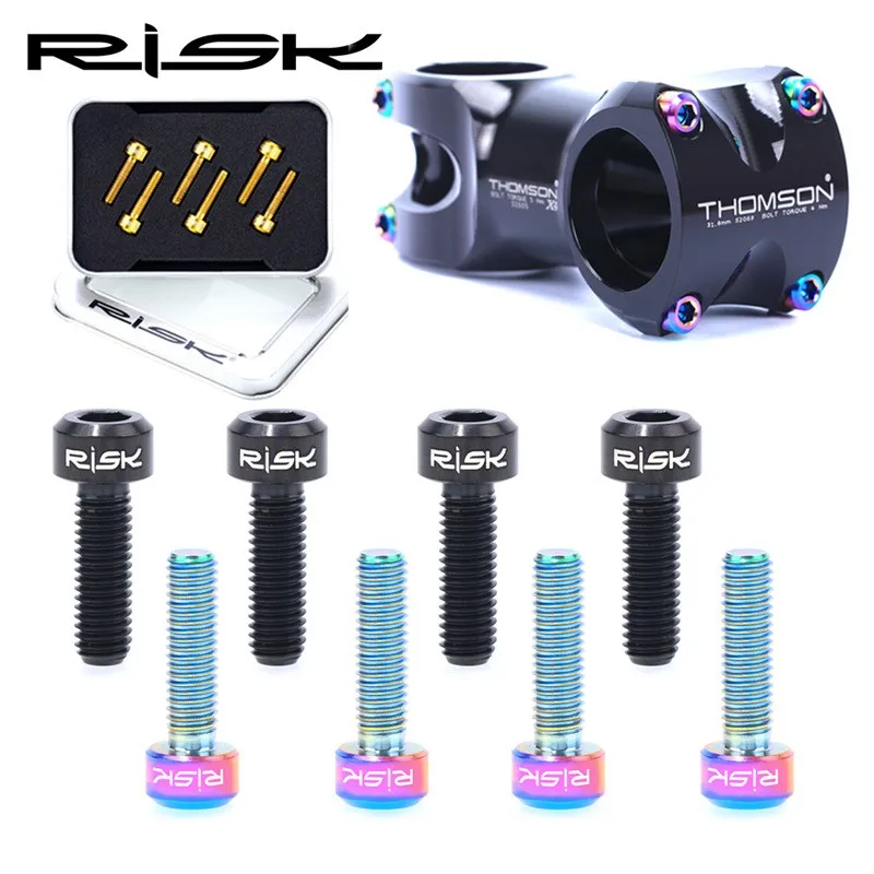 1Set Bicycle Headset Stem Bolt Screw For MTB Road Bike Seat Post Clamp Seatpost Collar Titanium M5x16/18mm Allen Hex Head - купить по
