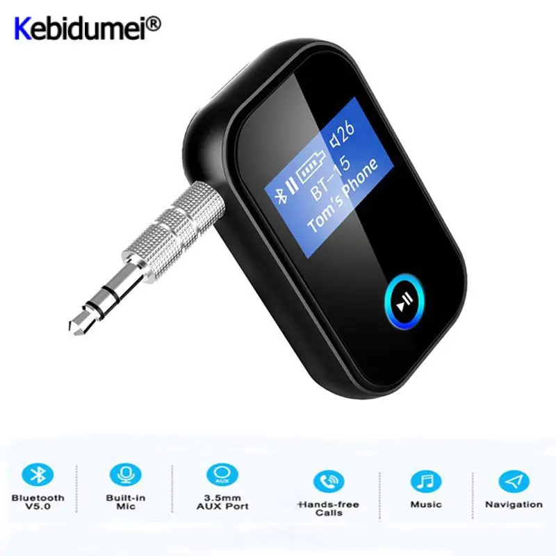

Bluetooth 5,0 FM-приемник с ЖК-экраном 3,5 мм AUX аудио адаптер для автомобиля Bluetooth автомобильный комплект стерео динамик Громкая связь звонки