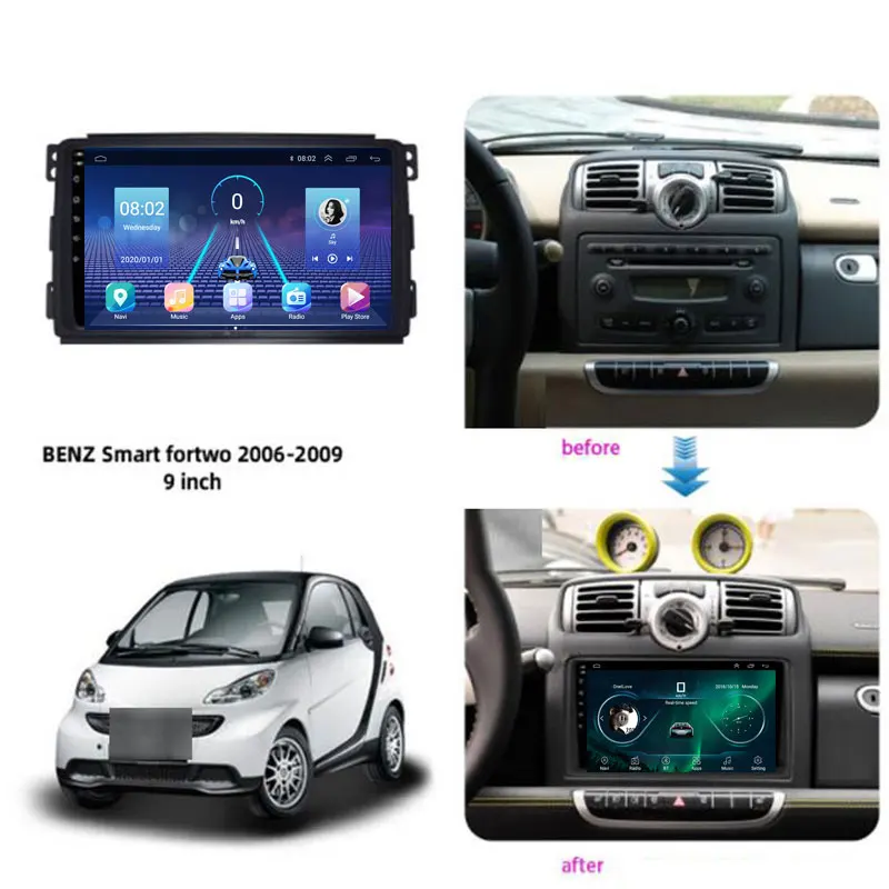 Автомобильный радиоприемник JUSTNAVI для Mercedes Benz Smart Fortwo 2005-2009 Авто Carplay Android 10 0