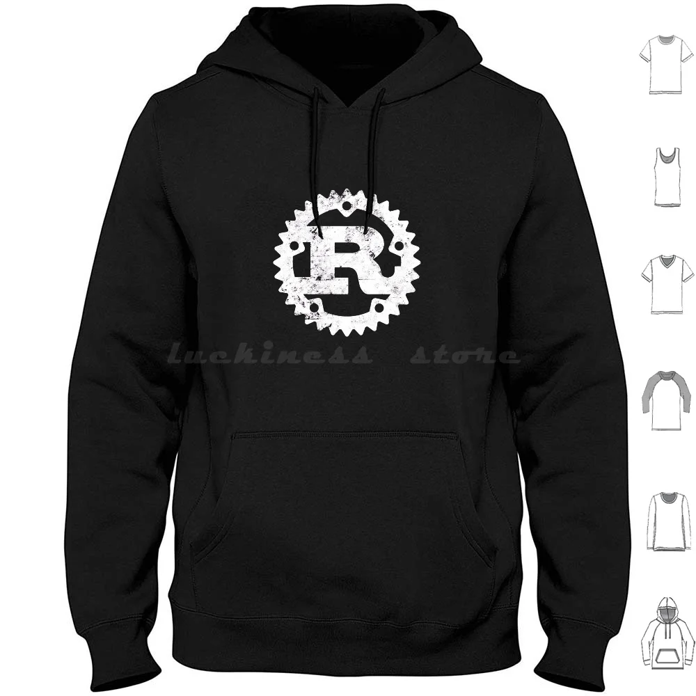 

Rust Programming Logo Print Distressed Hoodie cotton Long Sleeve Rust Programming Rust Rust Logo Rust Programmers Rust