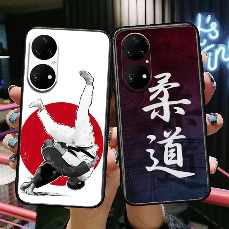 

Judo I love Judo Phone Case For Huawei p50 P40 p30 P20 10 9 8 Lite E Pro Plus Black Etui Coque Painting Hoesjes comic fas