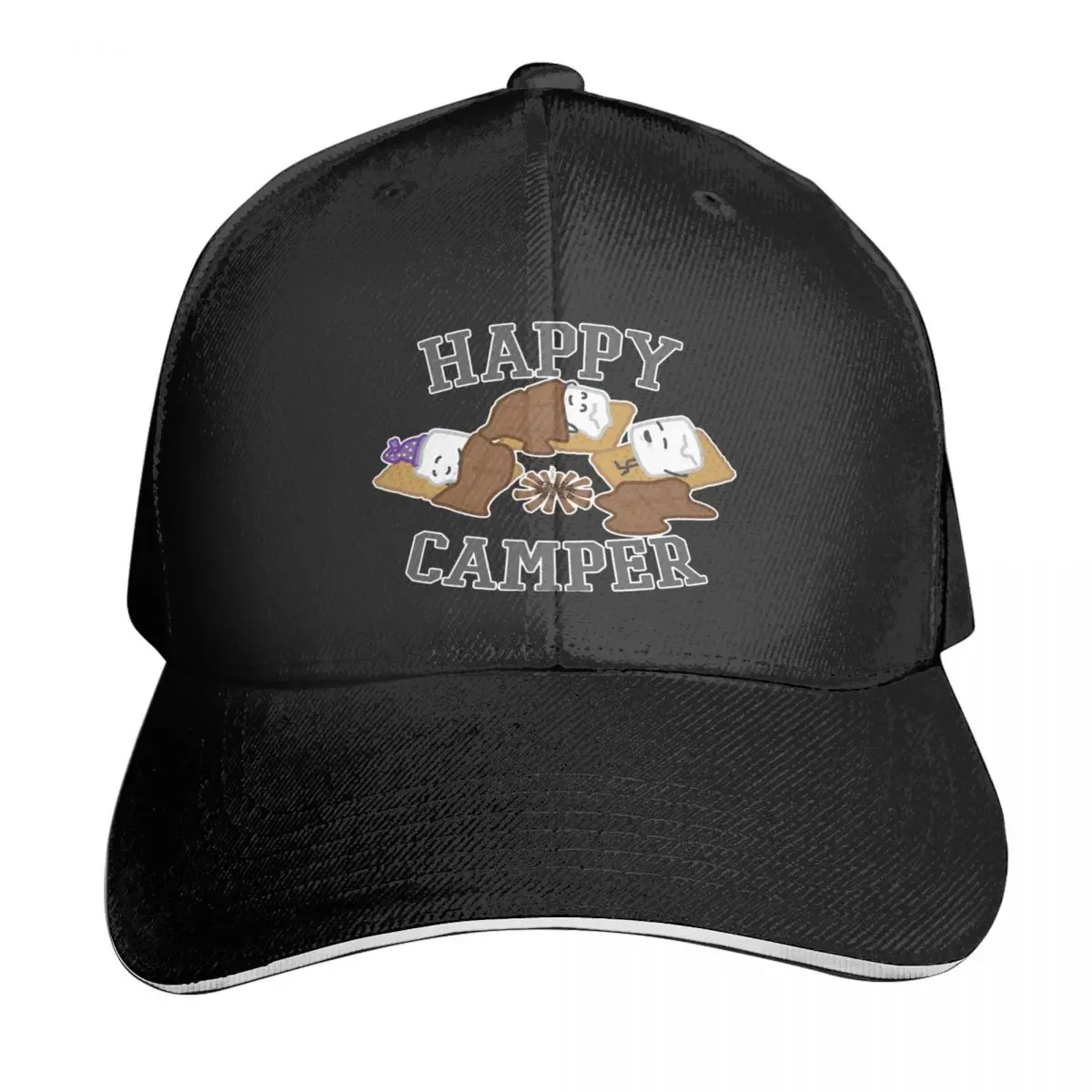 

Happy Camper Sleeping Marshmallows Casquette, Polyester Cap Retro Adult Birthday Gift