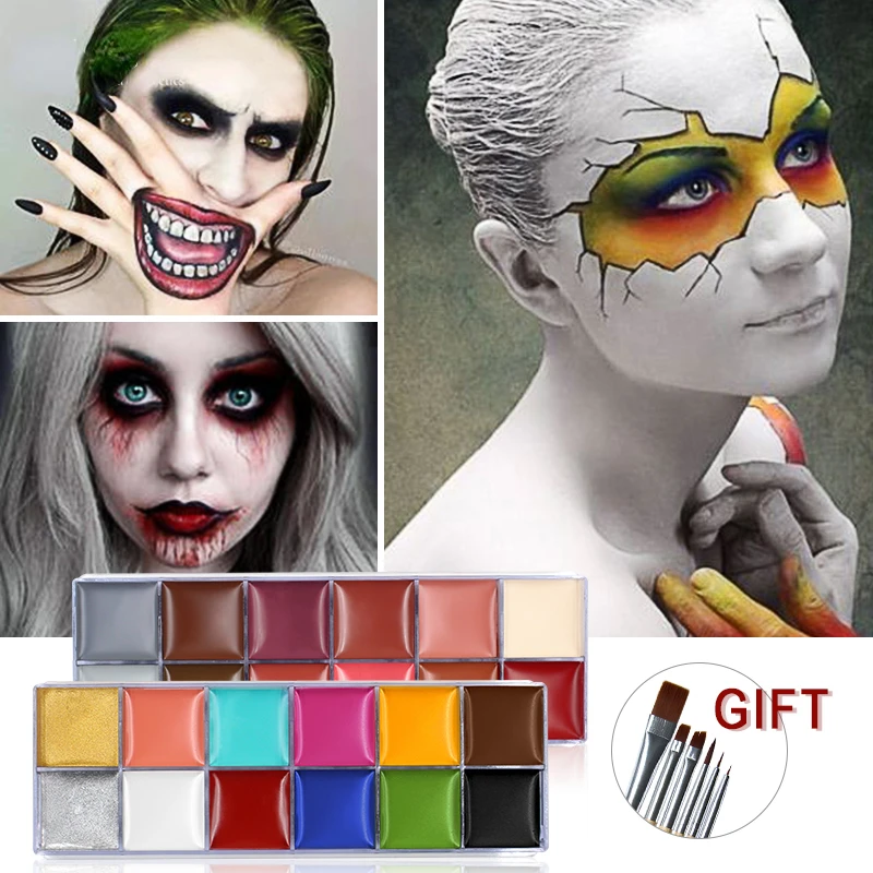 

12 Colors Body Face Oil Paints Professional DIY Painting Oil Art Make Up Use In Face or Body Makeup Face Paint Palette