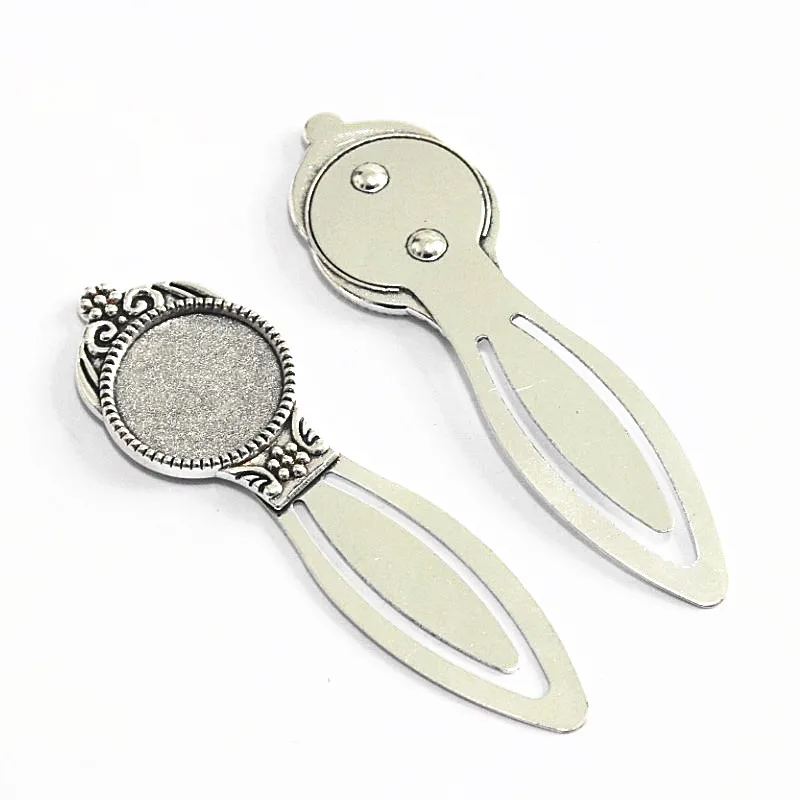 8PCS 20MM Inner Size Antique Silver Plated Bronze Color Bookmark Base Cameo Setting 82*24MM DIY Jewelry Accessories