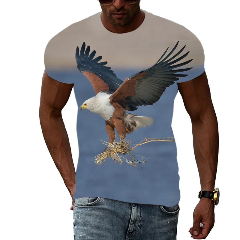 

Men Interesting Eagle graphic t shirts Personality Casual Animal Bird Pattern Tees Fashion Trend 3D Printed t-shirts Top Summer