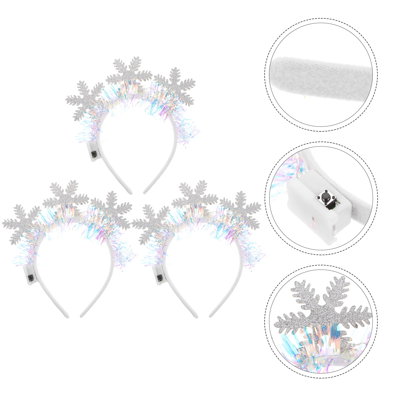

3Pcs Unique Party Glowing Headband Christmas New Year Hairband Chic Hair Decor
