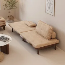 Solid wood sofa bed foldable dual purpose living room lazy person sofa can lie down and sleep on the study small sofa