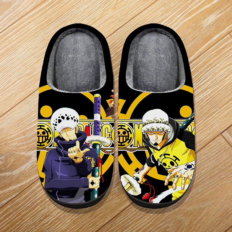 Custom Size Winter Home Soft Warm Cartoon Slippers For Adult Kids Anime ONE PIECE Usopp Luffy ACE Cosplay Indoor Cute