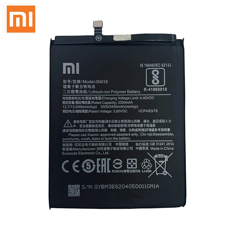 100 original xiao mi phone battery bm3e for xiaomi xiaomi8 mi 8 mi8 m8 real 3400mah high quality batterie bateria free tools free global shipping
