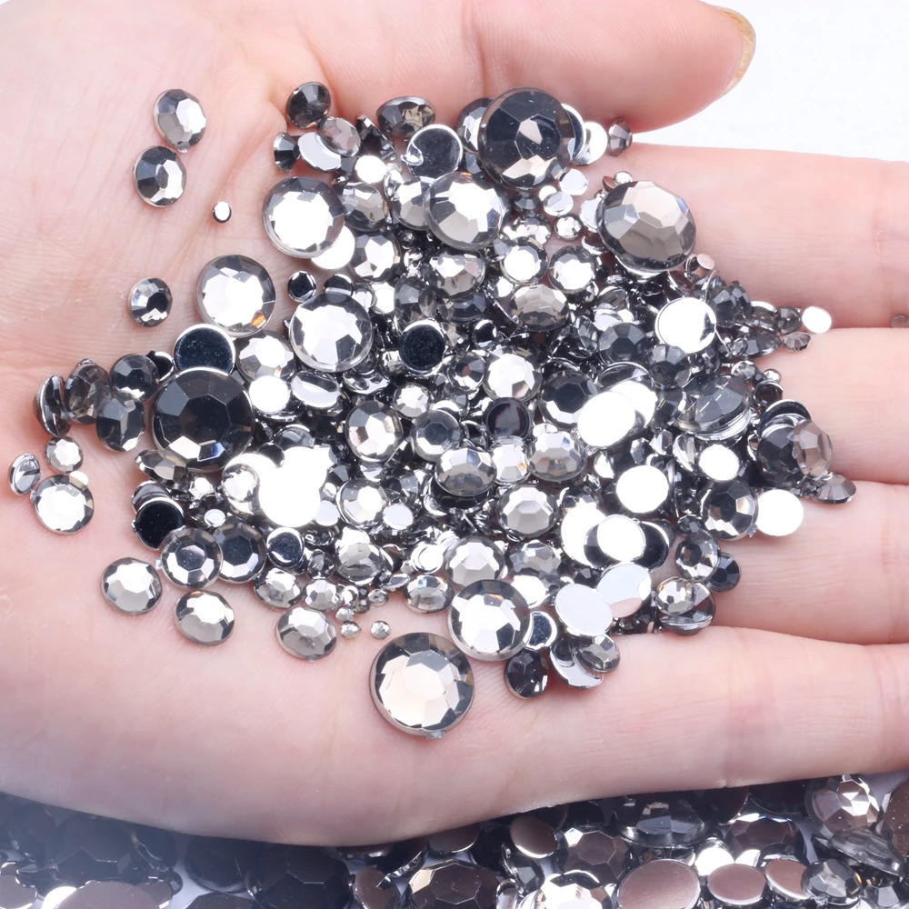 

7mm 5000pcs Acrylic Rhinestones Flatback Facets Round Glue On Stones Sparkling Nail Art Decorations Clothing Decorations