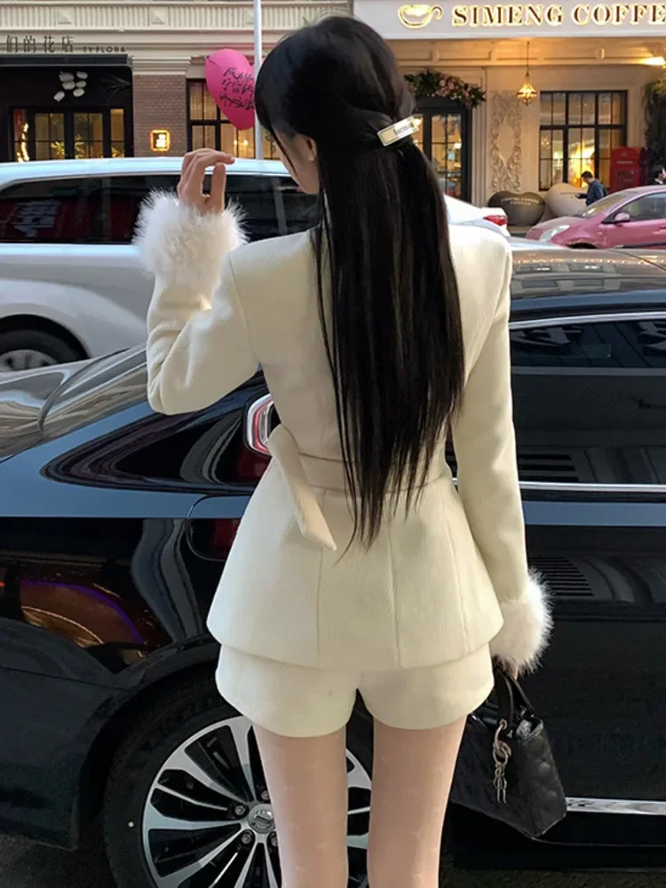High Street Fashion Комплекты из двух предметов с брюками Женская куртка Пальто + короткие