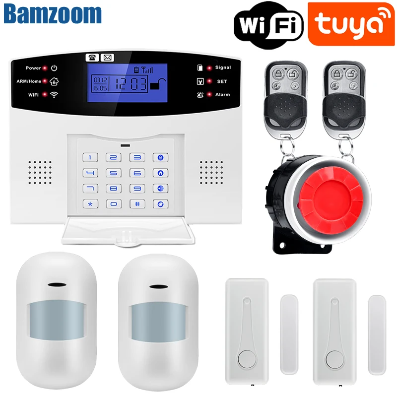 Tuya Smart WIFI GSM Security Alarm System Works With Alexa Home Burglar Motion Detector Smoke Door Window Sensor IP Camera