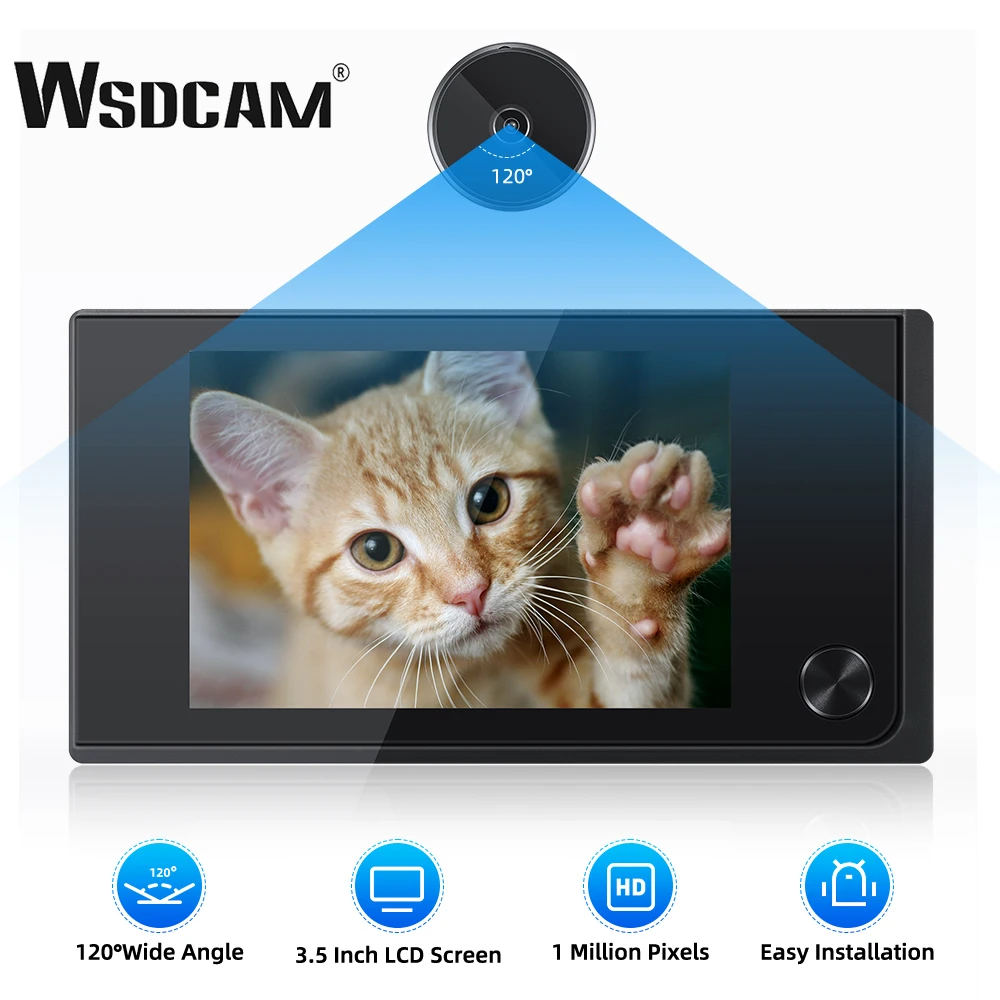 

WSDCAM 3.5Inch LCD Display Video Doorbell 120 Degree Peephole Viewer Home Digital Security Camera Outdoor Monitor