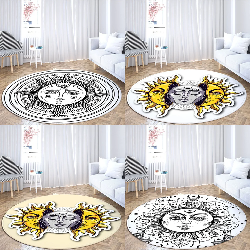 

Customizable Rug Home Living Room Bedroom Bathroom Decoration Naughty Star Eye Rug Round Sun Hippie Floor Mat