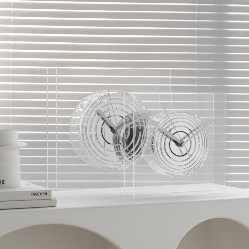 Часы Mushang в футуристическом стиле, в стиле ins, акриловые стоячие часы, высококачественные часы, настольные часы для украшения гостиной, современные и с