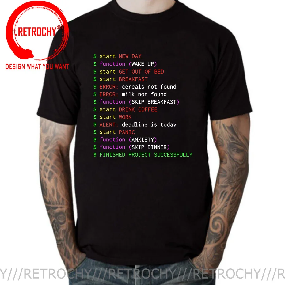 

Monday Programmer T-shirt Funny Clothes Geek Chic Men Tops Funny Saying Tshirt Cotton Tees Black T Shirts 2023 New Arrival Shirt