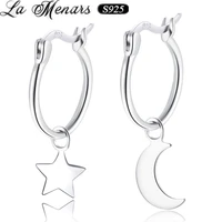 la menars women earring 925 sterling silver jewelry moon star stud earrings for girls gift fine jewelry earring