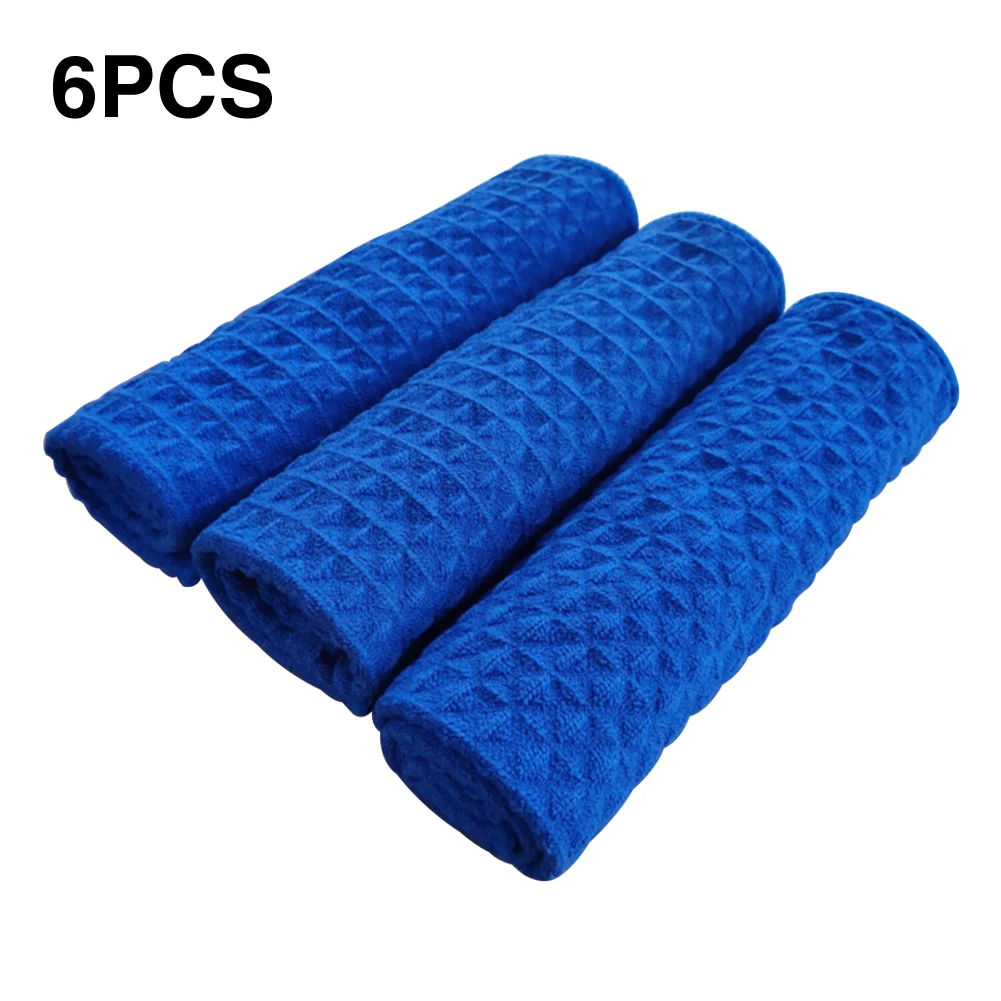

6pcs Dish Cloth Kitchen Cleaning Solid Ultra Absorbent Washing Bathroom Multipurpose Waffle Weave Non Scratch Fast Drying Rags