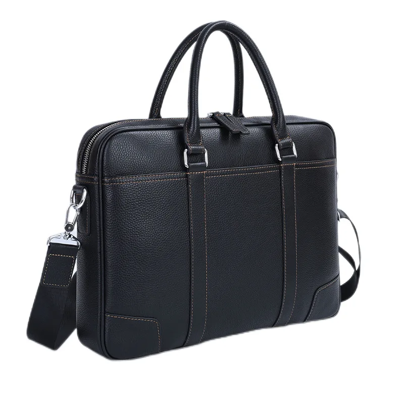 Genuine Leather High-End Men Briefcase Horizontal Business Handbag Large Capacity Fashion Shoulder Messenger Bag Male File Bag