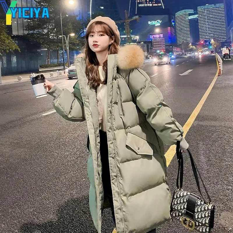 YICIYA Bomber Woman Long Thicken Down Coat Women white Warm Parkas Windbreaker Winter 2022 Long Sleeves Jackets Bombers Coats