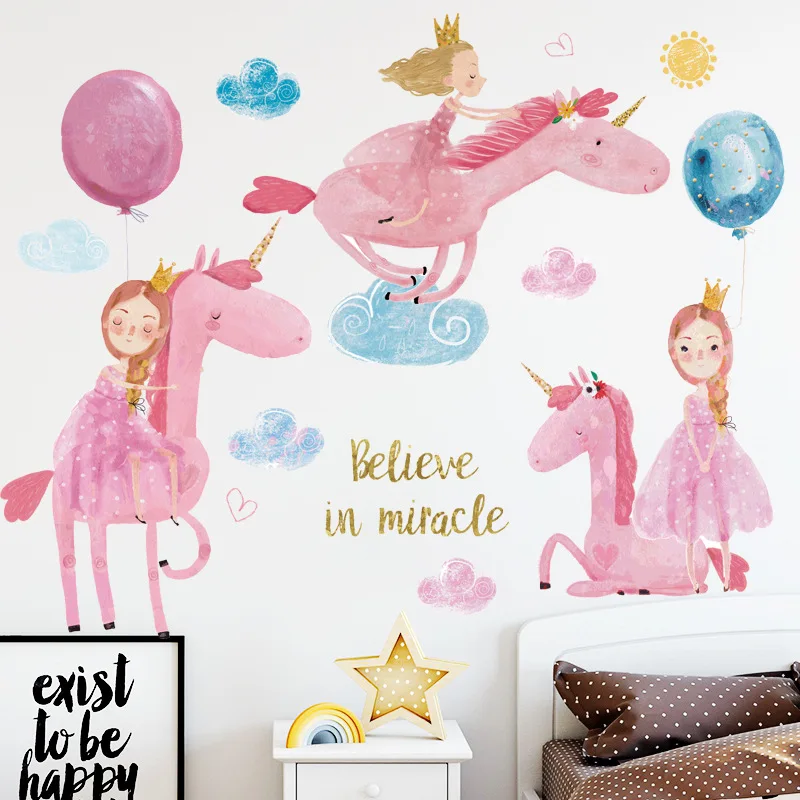 

Wall Stickers Pink Unicorn Children's Room Girls Kindergarten Early Education Playground Wall Decorative Stickers Room Decor