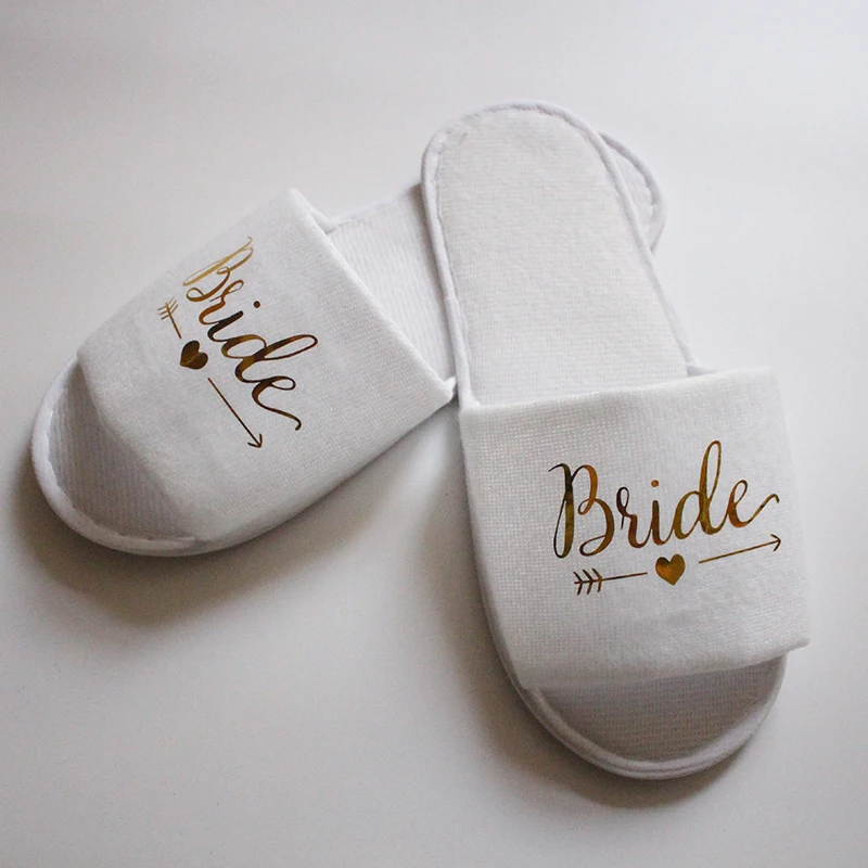 

1Pair Bride Shower Bride Wedding Decoration Bridesmaid Hen Party Spa Soft Slippers Ladies Bachelorette Party Supplies Gifts