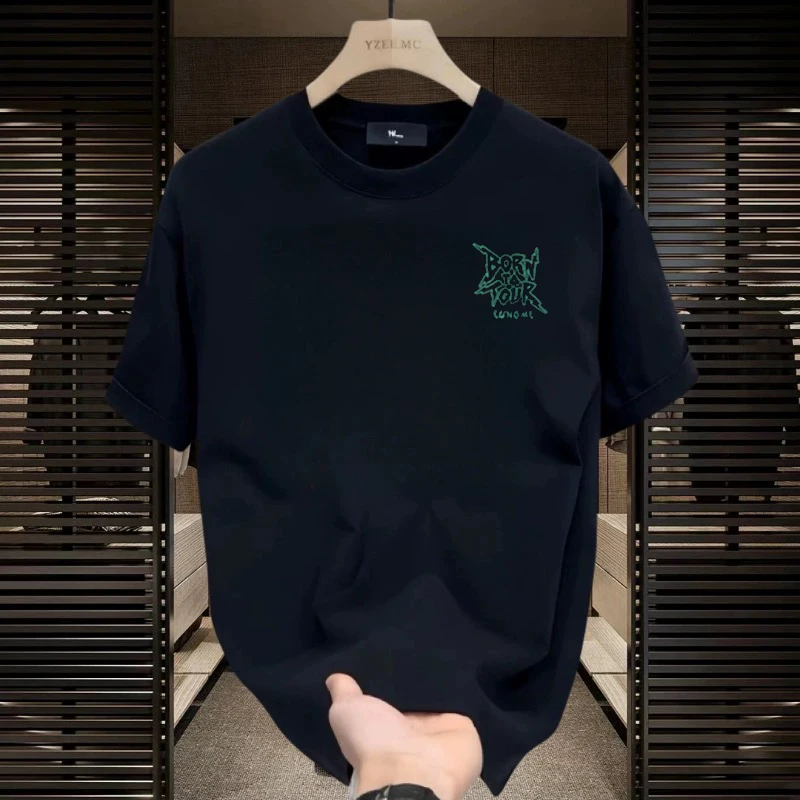 Модная брендовая Повседневная хлопковая футболка с коротким рукавом мужская