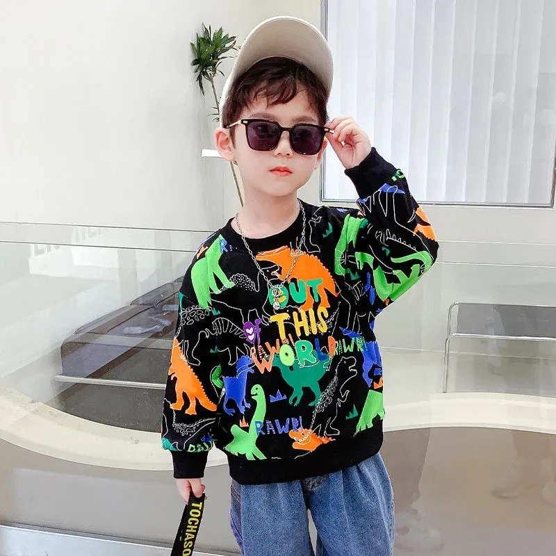 

Boys Sweatshirts Cotton New Children's Long-sleeved T-shirts Tops Kids Sweaters Loose Bottoming Shirts Spring and Autumn