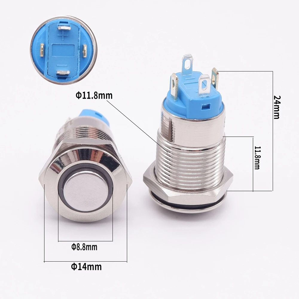 Водонепроницаемый металлический кнопочный переключатель с плоской высокой