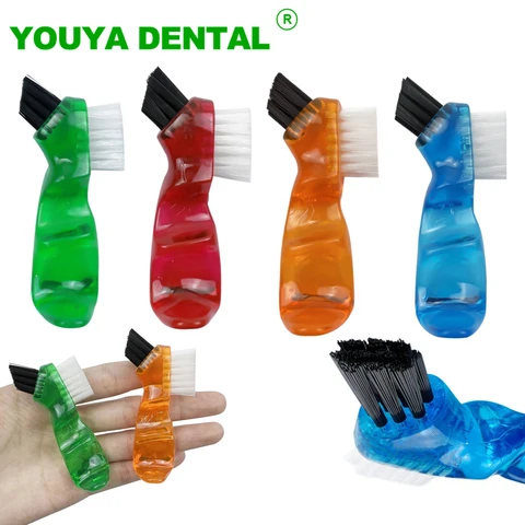 Миниатюрные зубные щетки для чистки зубов, щетка для накладных зубов, щетинки и эргономичная резиновая ручка, многослойная щетина, инструменты для ухода за полостью рта
