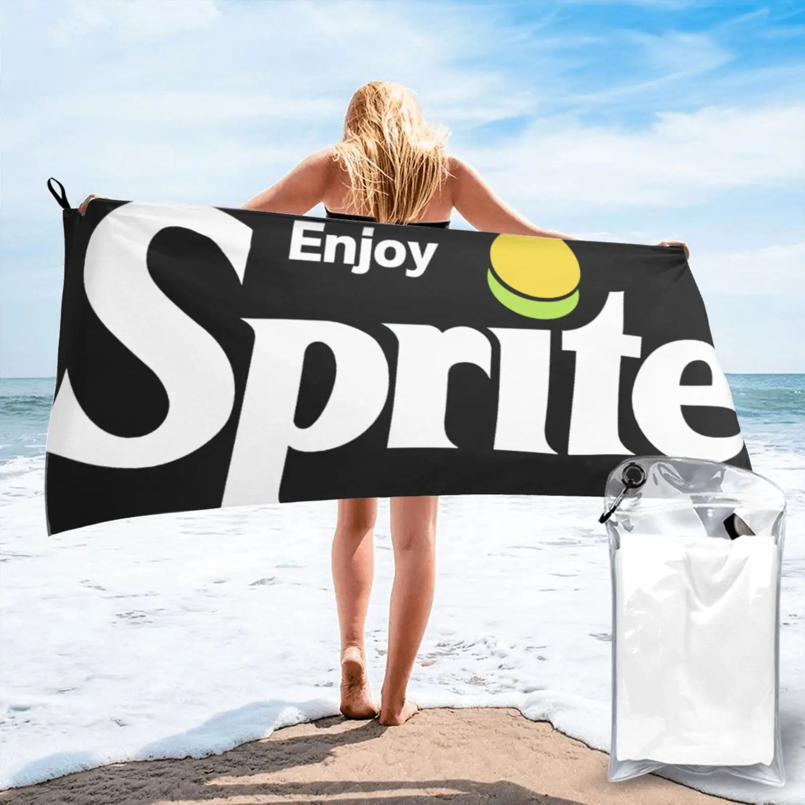 

Женское пляжное полотенце Sprite Lemonade, роскошное банное полотенце с бирками, банный халат, пляжное полотенце для рук