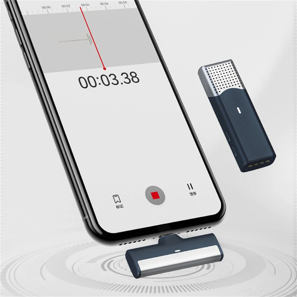 

Wireless Mini Microphone Video Recording Rechargeable Lapel Mic with Receiver Charging Case Low Latency Type 2