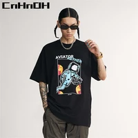 cnhnoh new arrival teeshirt homme womens oversized hip hop clothing tee shirt aviator aether t shirts for couple 10012