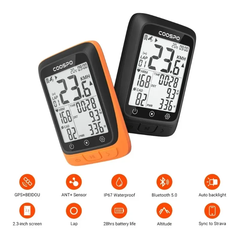 Компьютер для велосипеда CooSpo BC107 IP67 2 3 дюйма Ble5.0 Синхронизация с Stra Ant + датчики