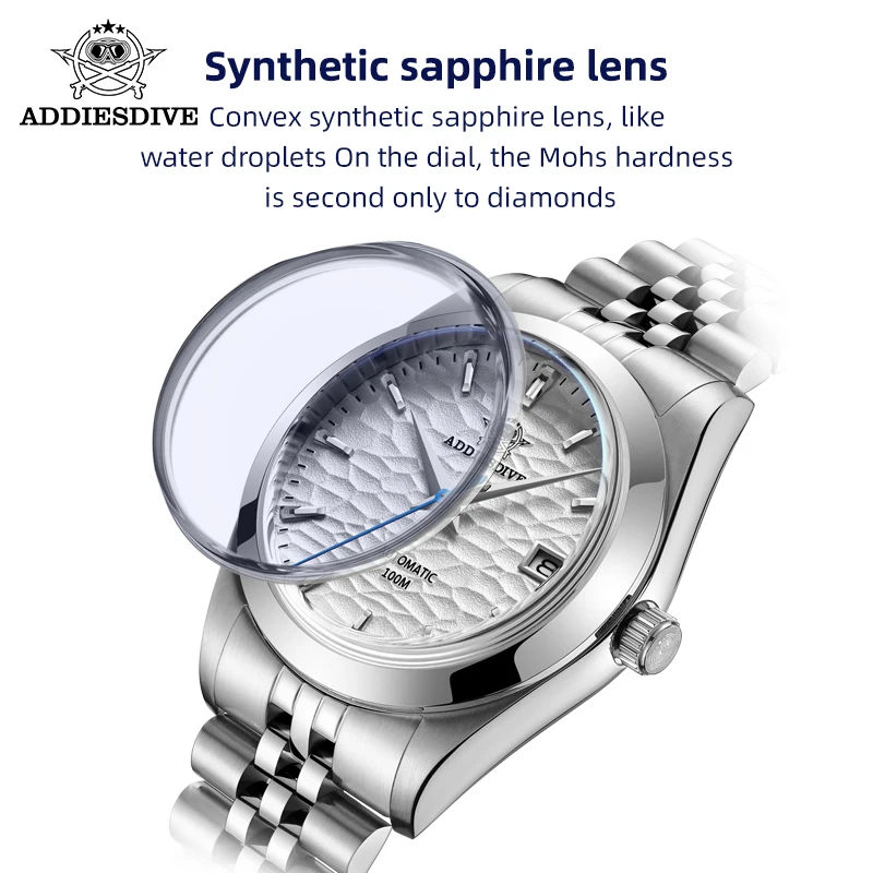 ADDIESDIVE Automatic Mechanical Watch Man European American Business Leisure Wristwatch Luxury Silver Luminous Waterproof Watch images - 6