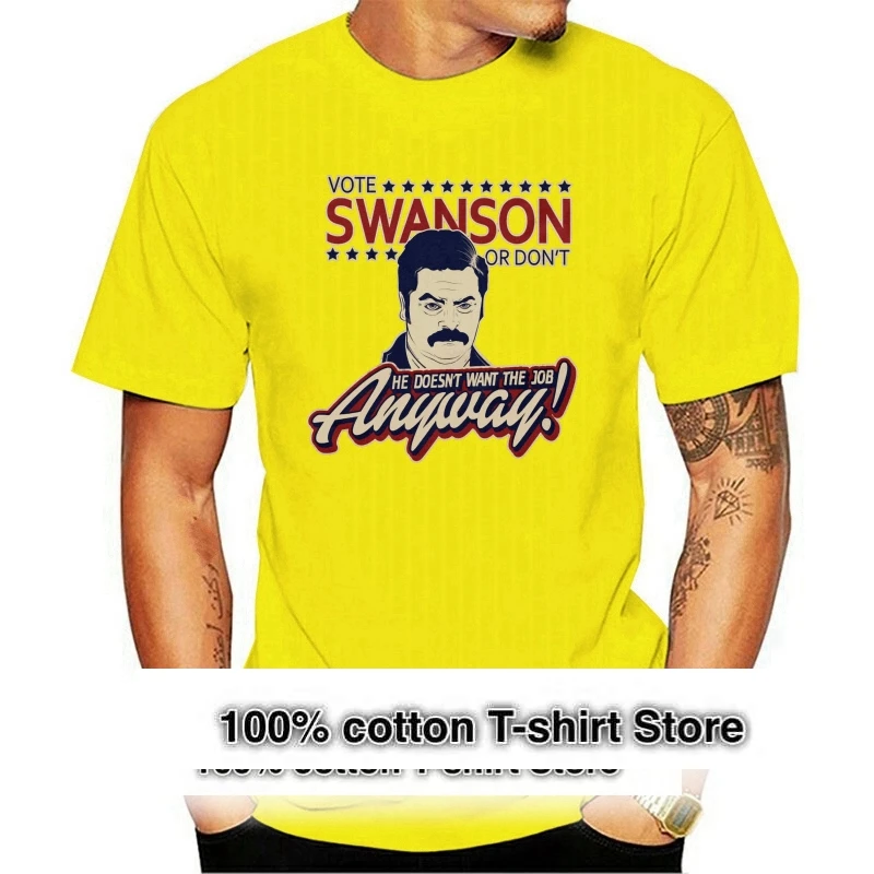 

Vote Ron Swanson Or Dont Election Job Nick Offerman Funny TV Show Mens T-shirt 100% Cotton Tee Shirt Tops Wholesale Tee