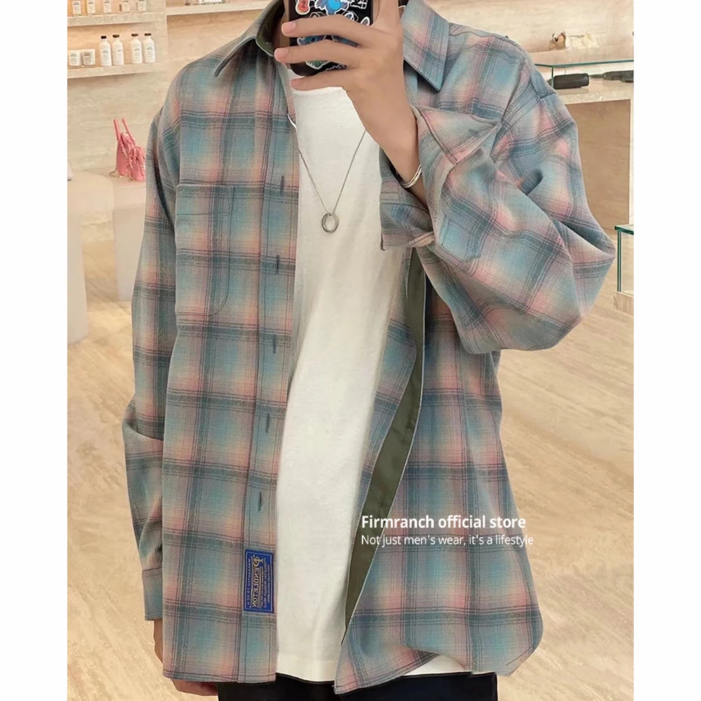 

Firmranch 2023 Trend Striped Colorful Plaid Long-sleeved Shirt Men Women's Blouse Loose Casual Design Clothes Free Shipping