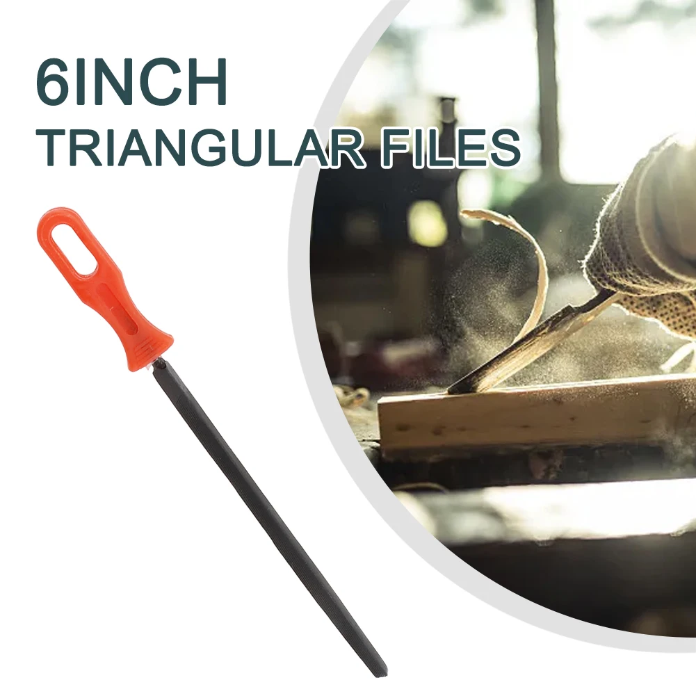 

1pc 6Inch Triangular Steel File Handle 80mm Woodworking Grinding Saw For Wood Plastic Plaster Work-pieces Black Red Hand Tools