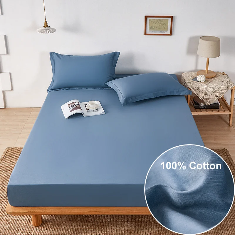 Простыня хлопковая для матраса удобная дышащая защита односпальной и