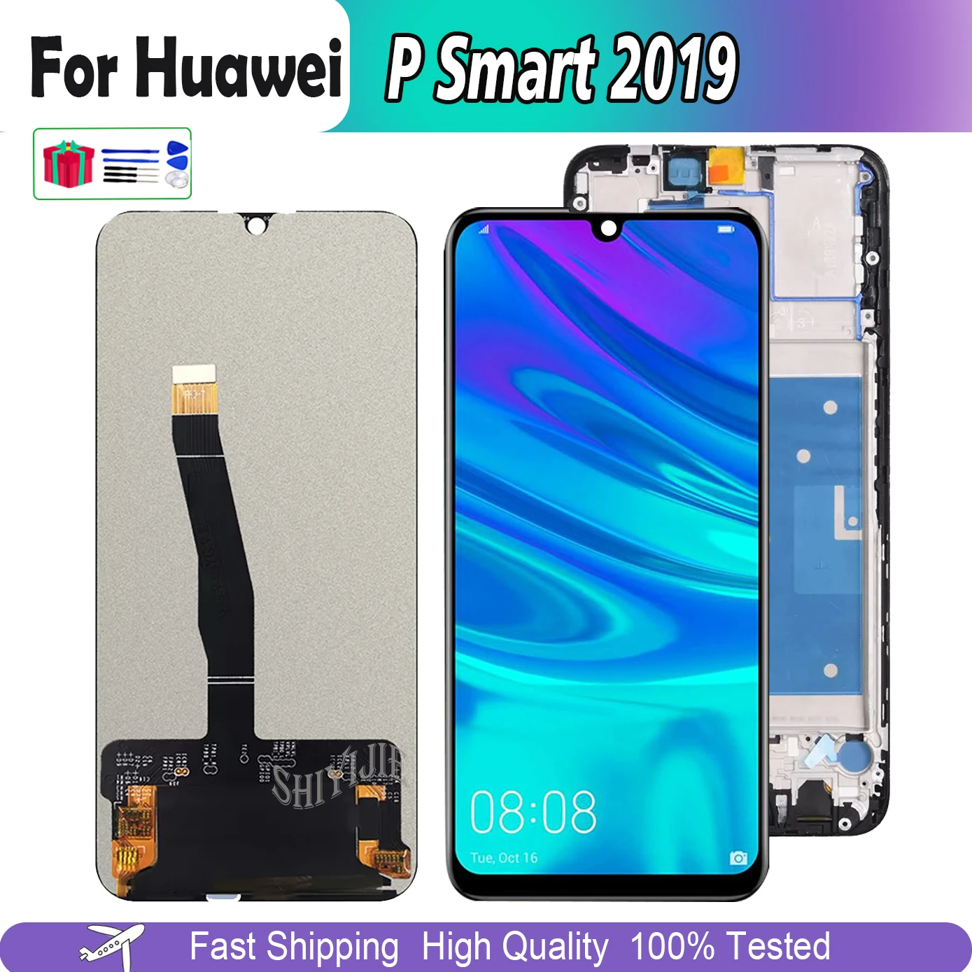 ЖК-дисплей для Huawei P Smart 2019, дисплей с сенсорным экраном и цифровым преобразователем в сборе для женских, женских, моделирующих моделей