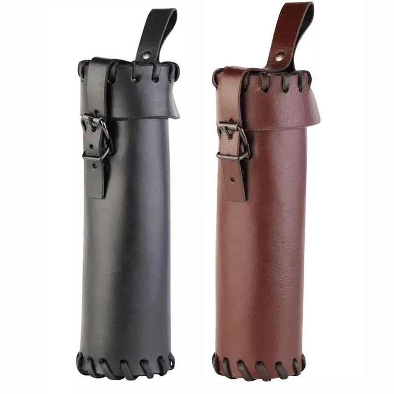 

Medieval Viking Pirate Water Bottle Holder Beer Holster Magic Scroll Map Case Messenger Poet Cosplay Costume Belt Accessory Larp